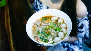 Guay Teow Street Food in Thailand Rice noodles with pork, beef, or chicken