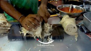 Step 2 Preparing the roti and vegetables for Sri Lankan Kottu