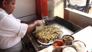 Step 3 Cooking the Sri Lankan Kottu with spices and meat